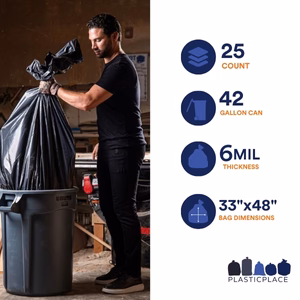 42 Gallon Contractor Bags - 6.0 Mil - 25/Case