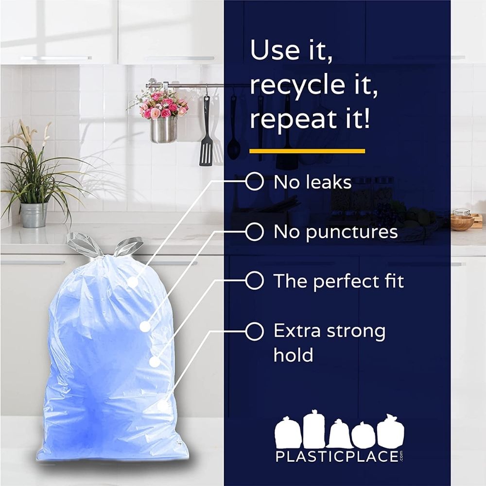 8-9 Gallon Simplehuman®* Compatible Blue Trash Bags Code H - Plasticplace