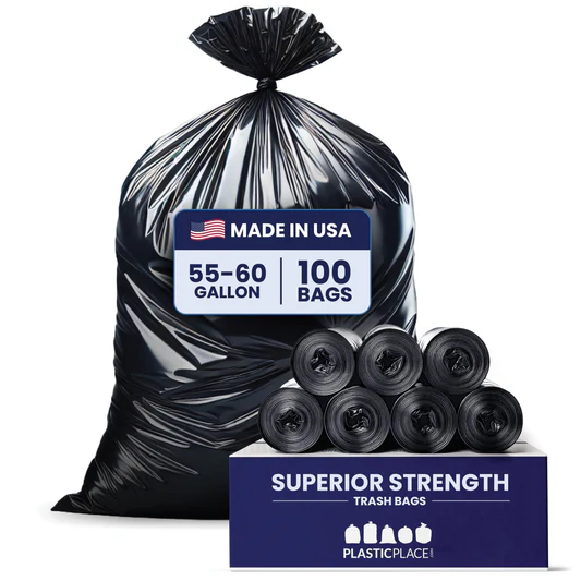 55-60 Gallon Trash Bags - 1.0 Mil - 100/Case