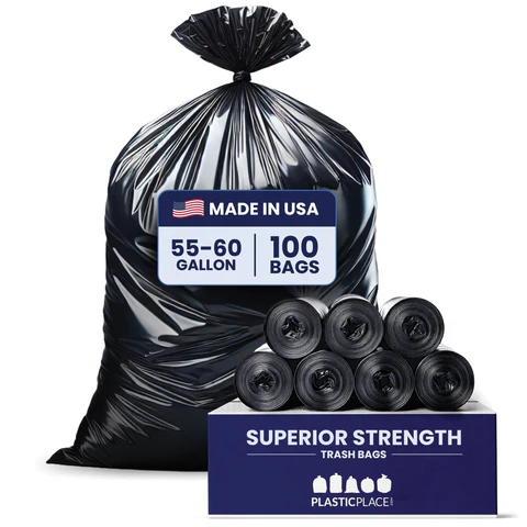 55-60 Gallon Trash Bags on Rolls - 1.5 Mil - 100/Case