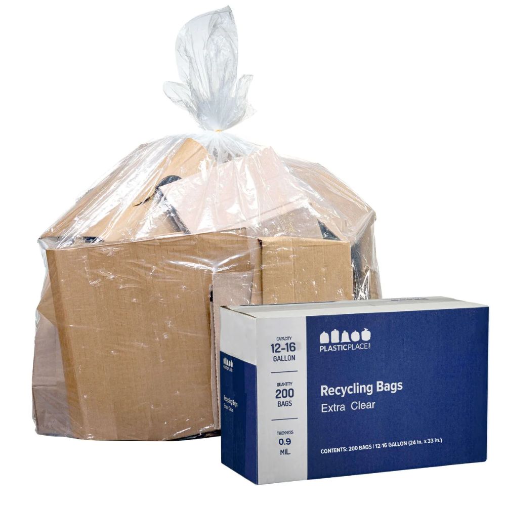 12-16 Gallon Extra Clear Recycling Bags - 0.8 Mil - 200/Case