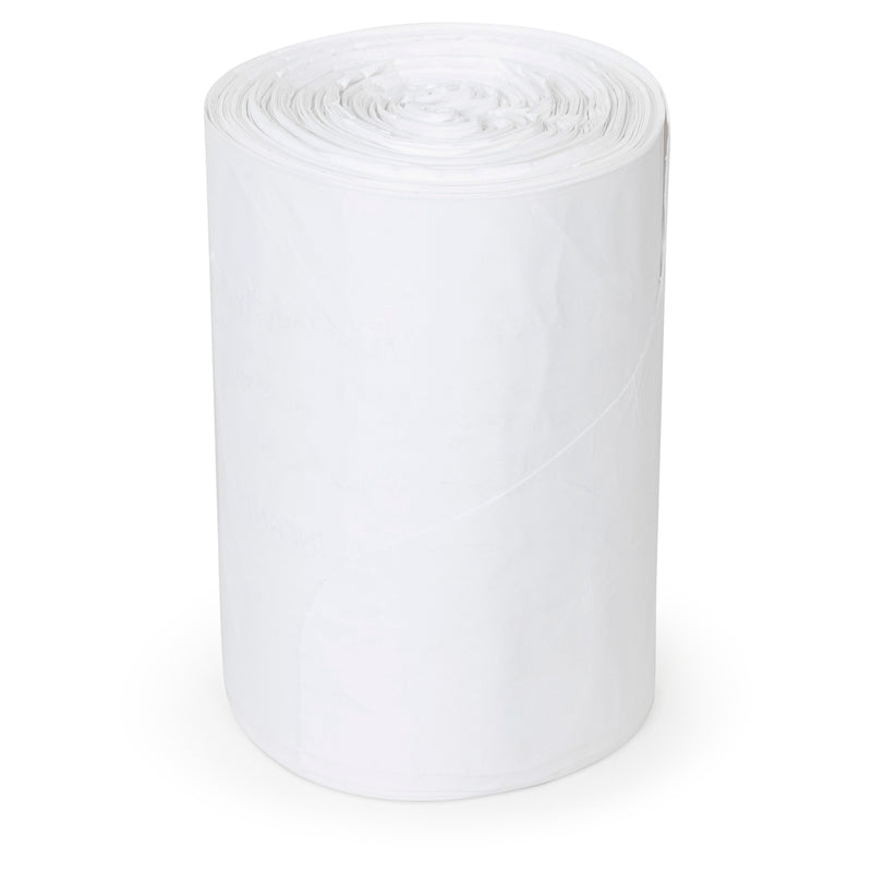 8–10 Gallon  Trash Bags with Flap Closure, 0.55 Mil, White - 600 Count Bulk Pack