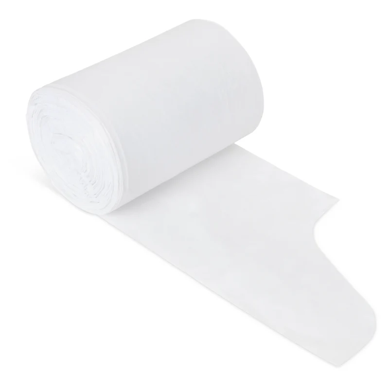 8–10 Gallon  Trash Bags with Flap Closure, 0.55 Mil, White - 600 Count Bulk Pack