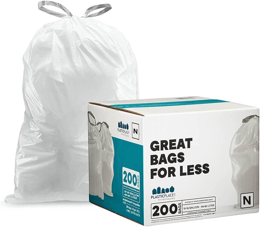  Hefty Made to Fit Trash Bags, Fits simplehuman Size J (12  Gallons), 100 Count (5 Pouches of 20 Bags Each) - Packaging May Vary :  Health & Household