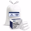 13 Gallon Drawstring Bags - 0.9 Mil - 200/Case