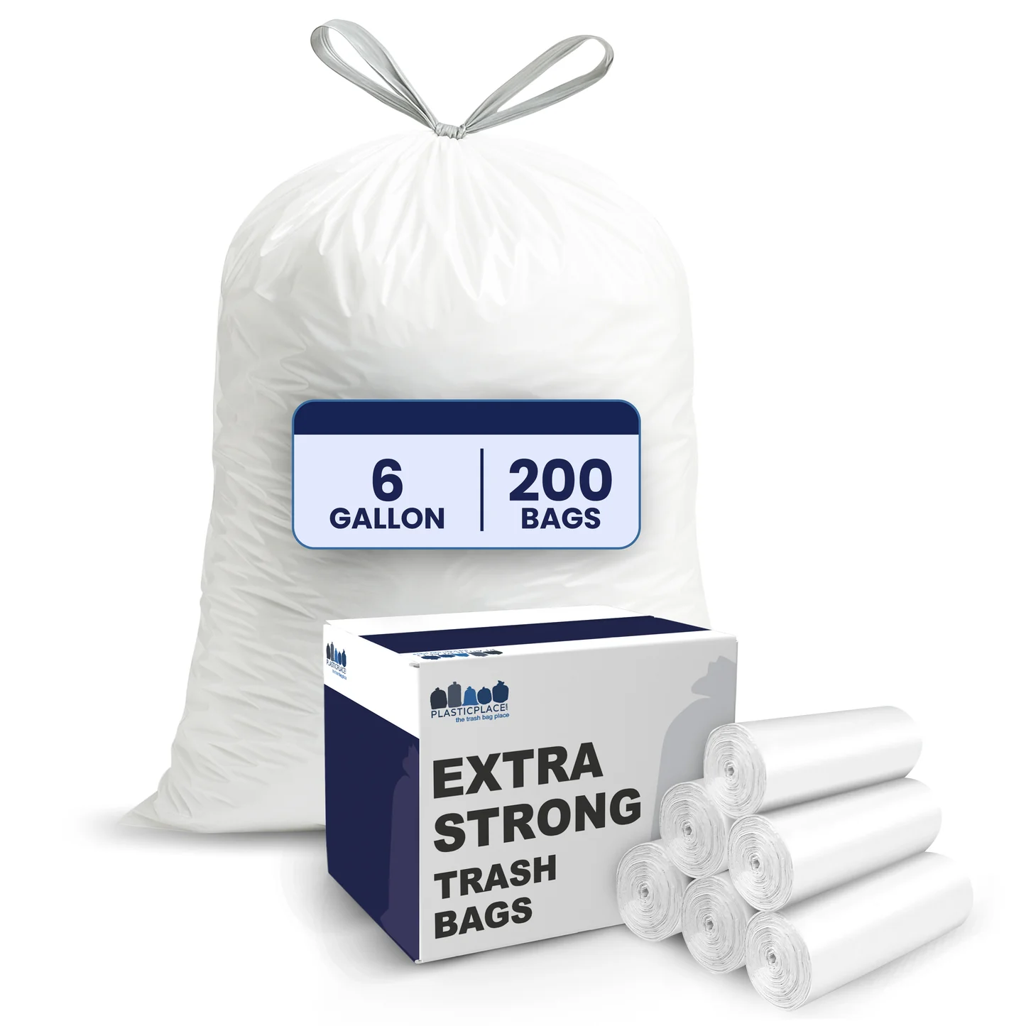 6 Gallon Drawstring Bags  - 0.7 Mil - 200/Case