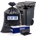 95-96 Gallon Black Trash Bags - 1.5 Mil - 50/Case