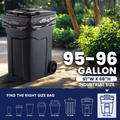 95-96 Gallon Trash Bags on Rolls - 2.0 Mil - Black - 50/Case