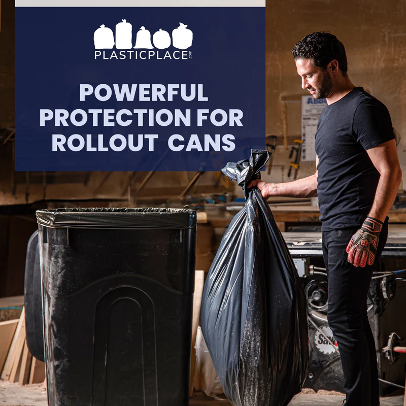 64-Gallon Toter Compatible Strong Black Trash Bags on Rolls - 2.0 Mil - 50/Case