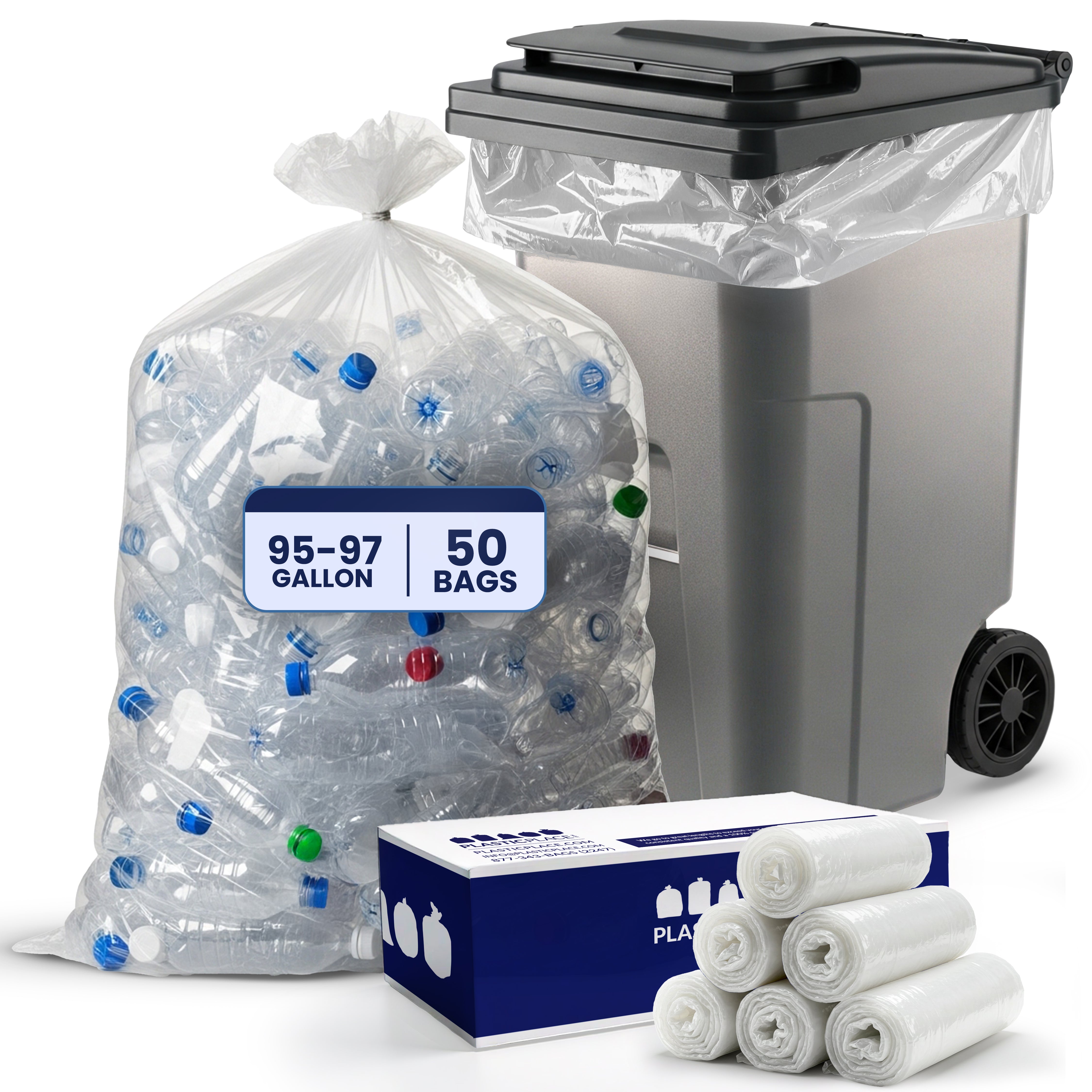96 Gallon Clear Can Liners | T95155CL | Plasticplace