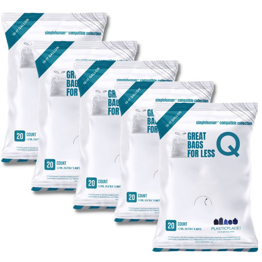 Simplehuman®* Compatible Trash Bags - Code Q - 13-17 Gallon - 100/Case