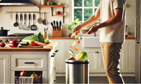 Person throwing trash into a bin
