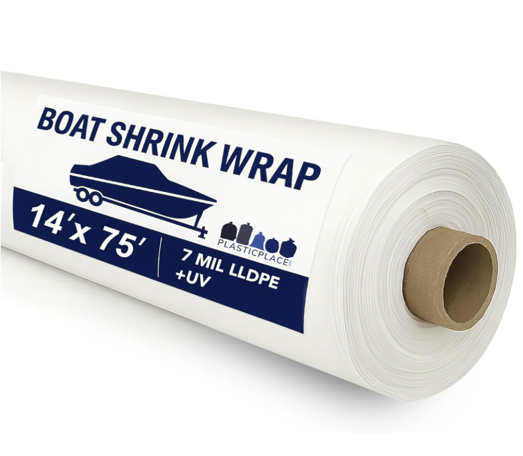 Marine Grade Shrink Wrap. 14' x 75', 7 Mil. - White