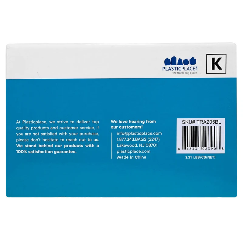 Simplehuman® Compatible Blue Trash Bags, Code K, 10 Gallon, 1.2 Mil -  300 Count Bulk Pack