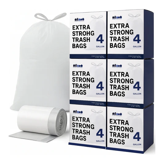 Wholesale 4 Gallon Drawstring Bags, 0.7 Mil, Clear - 600 Count