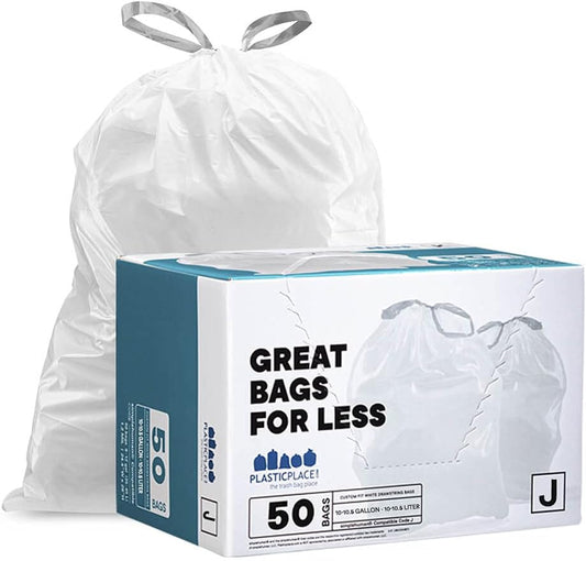 Simplehuman®* Compatible Trash Bags - Code J - 10-10.5 Gallon - 50/Case