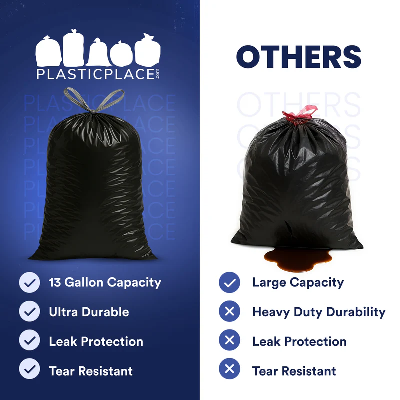 13 Gallon Extra Tall Black Drawstring, Jr Pack - 1.2 Mil - 50/Case