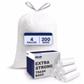4 Gallon Drawstring Bags - 0.7 Mil - 200/Case