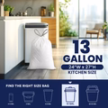 13 Gallon Drawstring Bags - 0.9 Mil - 200/Case
