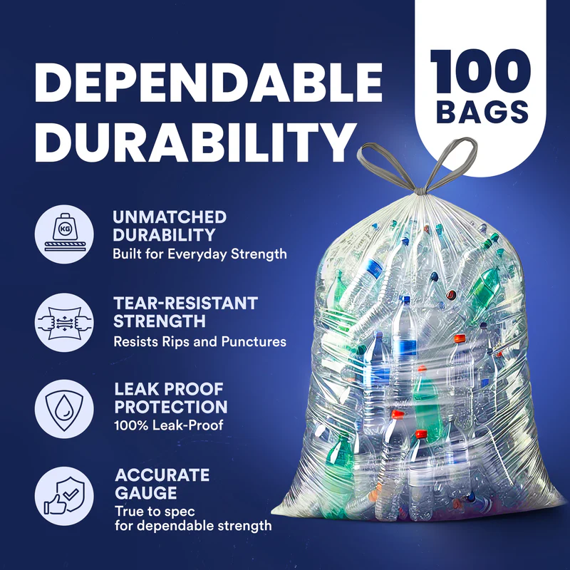 32-33 Gal Drawstring Bags - 0.9 Mil - 100/Case
