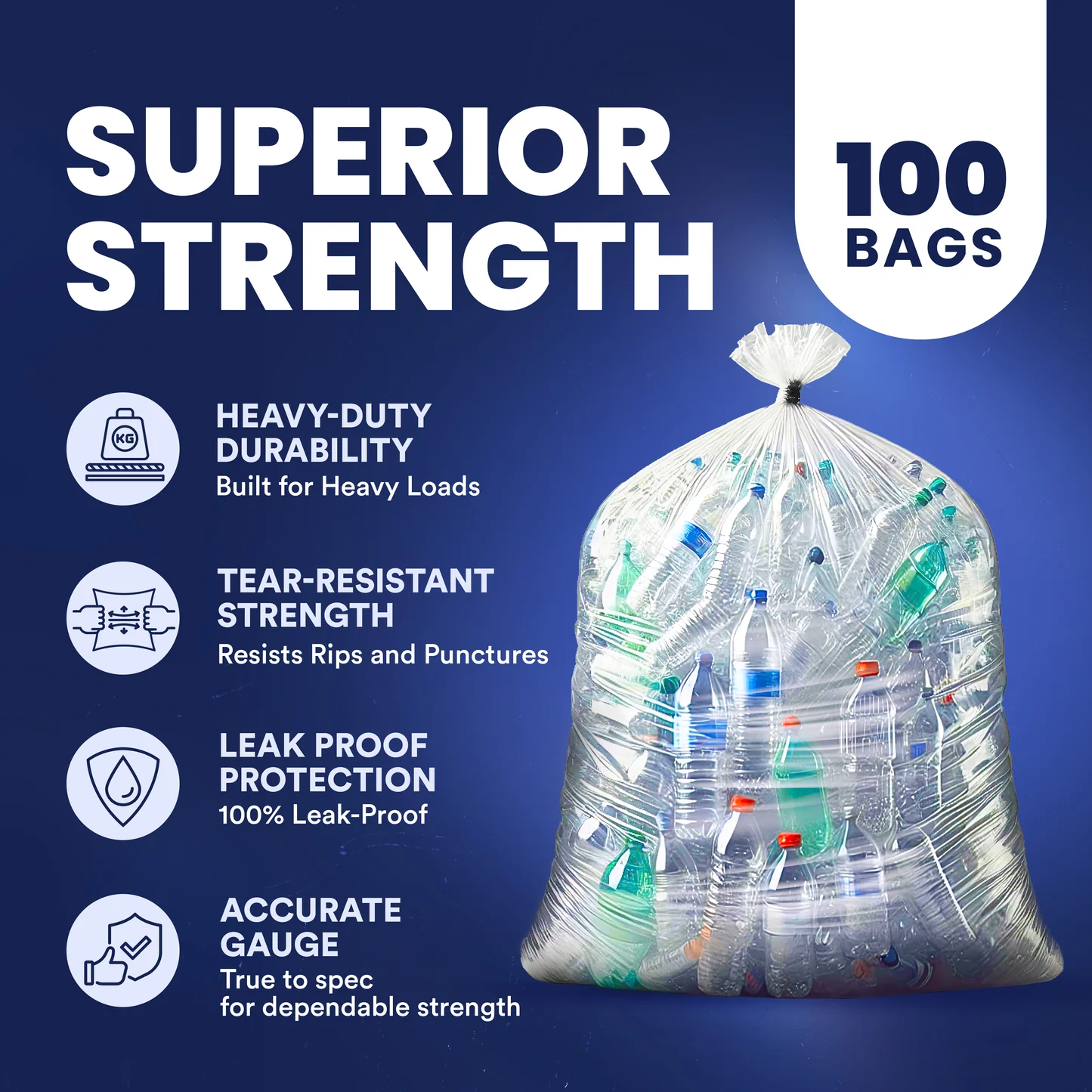 55-60 Gallon Trash Bags - 1.5 Mil - 100/Case