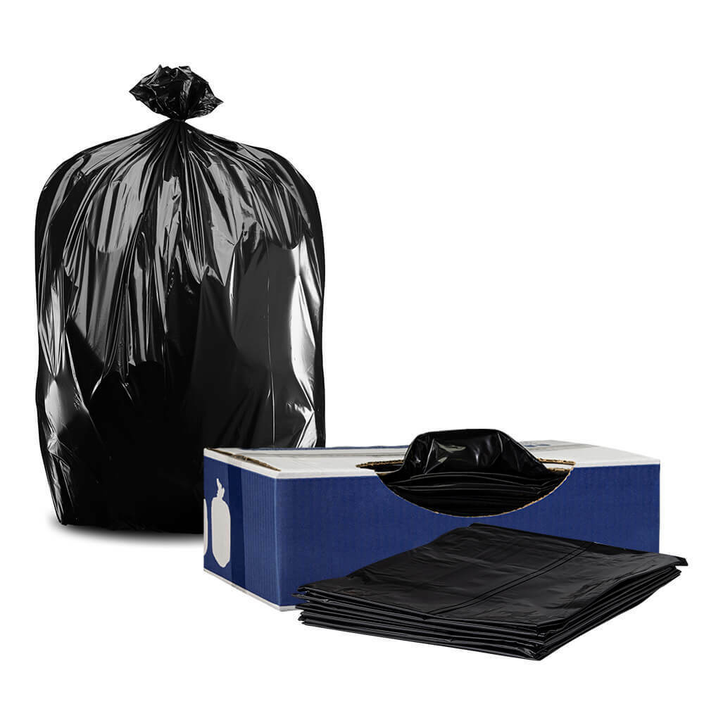 45 gallon Trash Bags 14 micron 250 bags H404814B BLACK