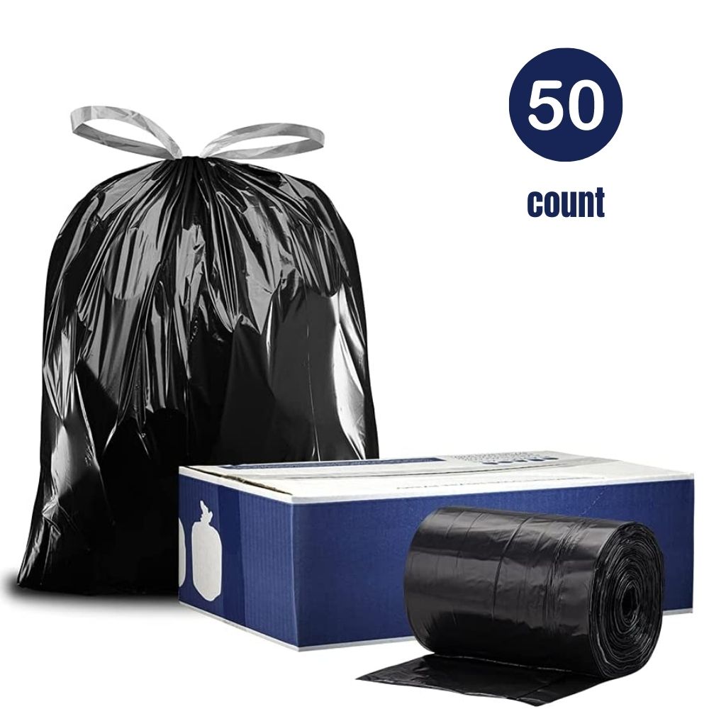 39 Gallon Trash Bags Heavy Duty 1.5 Mil Black - 50 Count Large