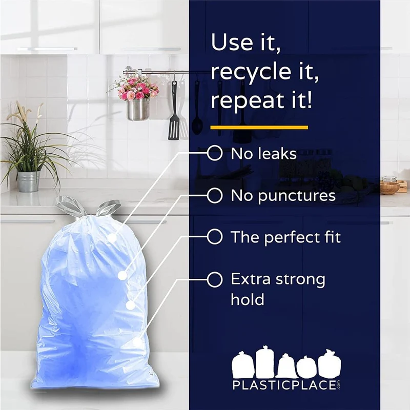 10 Gallon Simplehuman®* Compatible Blue Trash Bags Code K - Plasticplace