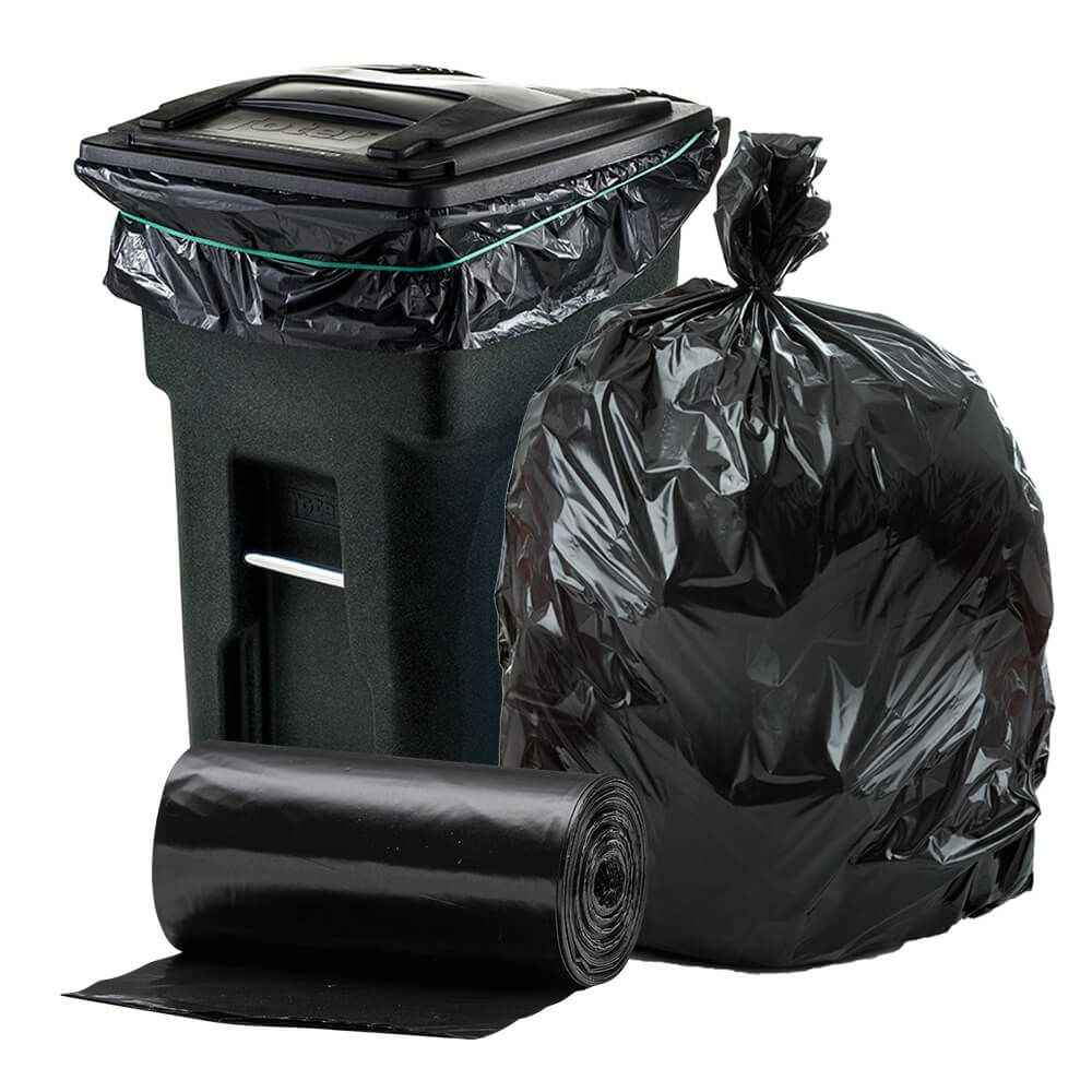 Plasticplace Toter Compatible Trash Bags, 64 Gallon, Black (25 Count)