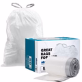 Simplehuman®* Compatible Trash Bags - Code M - 12 Gallon - 50/Case