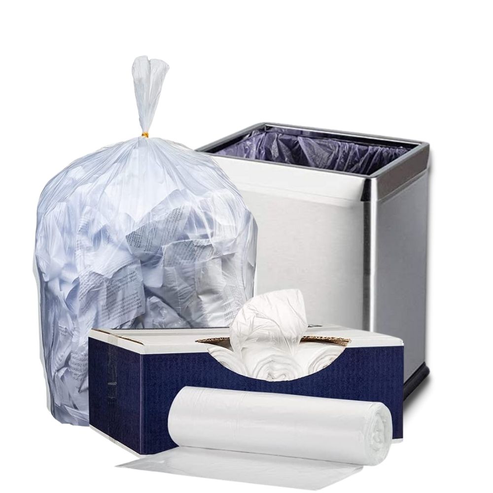 95-96 Gallon Clear Trash Bags, Large Clear Plastic Garbage Bags, 25/Count, 61W x 68H.