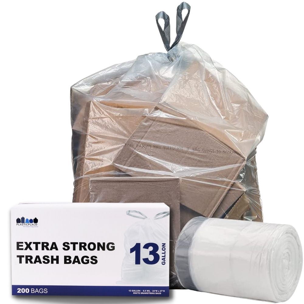 Plasticplace 65 Gallon Extra-heavy Trash Bags, Clear (25 Count
