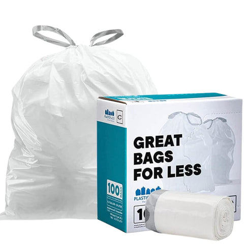 Simplehuman®* Compatible Trash Bags - Code C - 2.6-3.2 Gallon - 100/Case