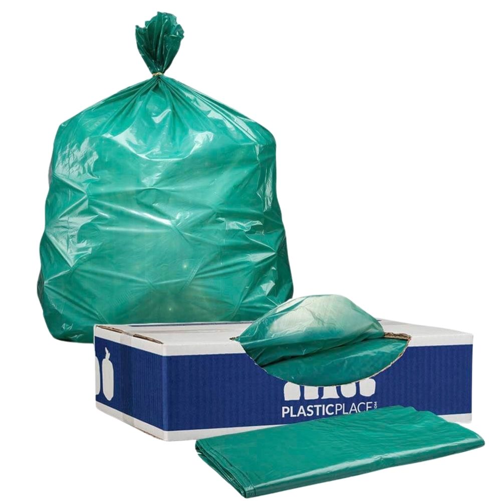 55 Gallon Compostable Trash Bags 1 Mil, 42W x 48H, 100 /ca