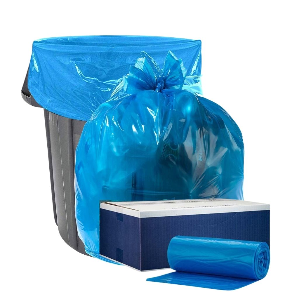 Plasticplace 32-33 Gallon Drawstring Trash Bags, Black (100 Count)