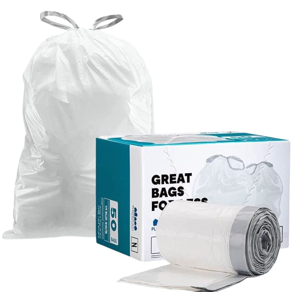 Home Zone Living 12-13 Gallon Drawstring Trash Bags, 45 to 50 Liter Trash  Can, 60 Bags