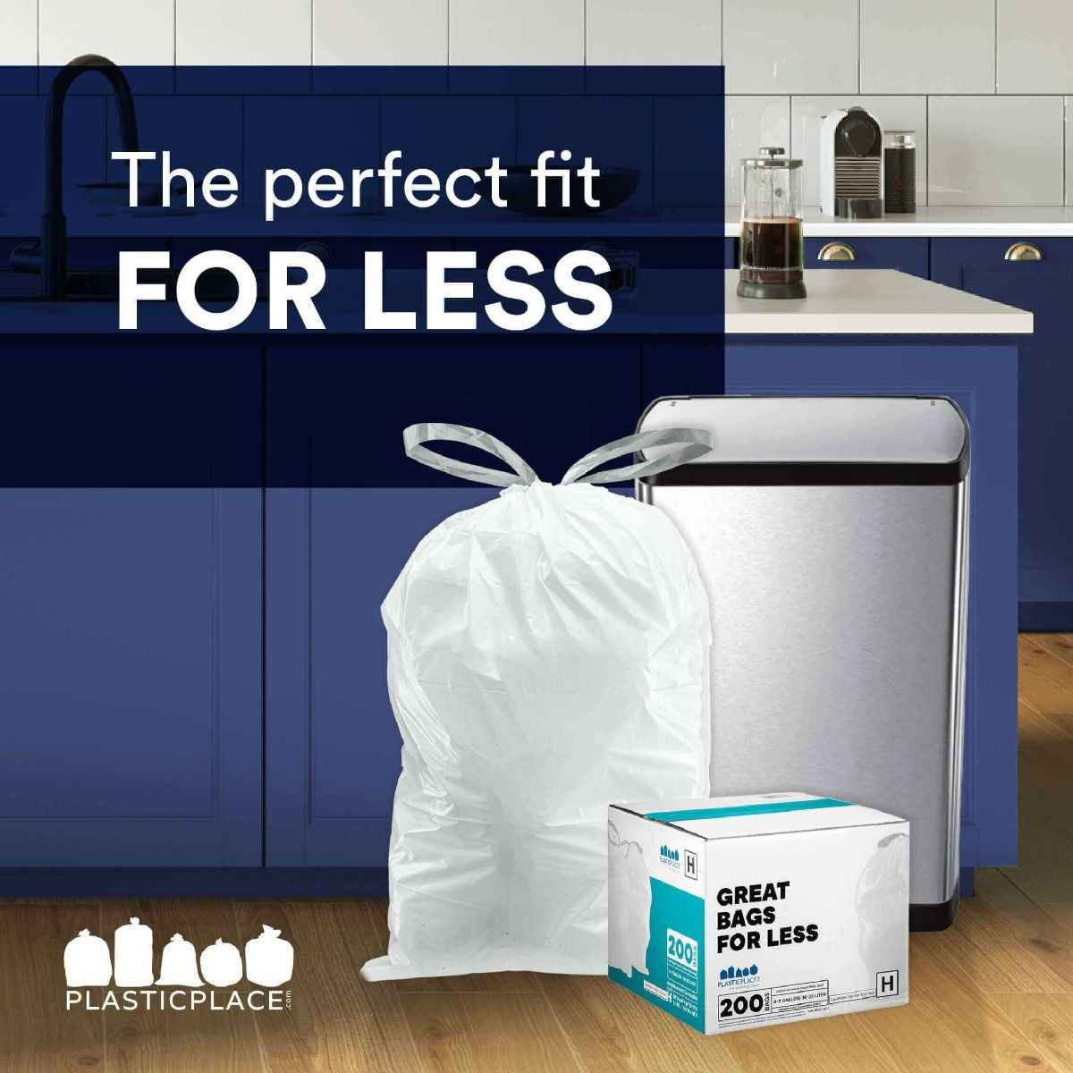 10-10.5 Gallon Simplehuman®* Compatible Trash Bags Code J - Plasticplace