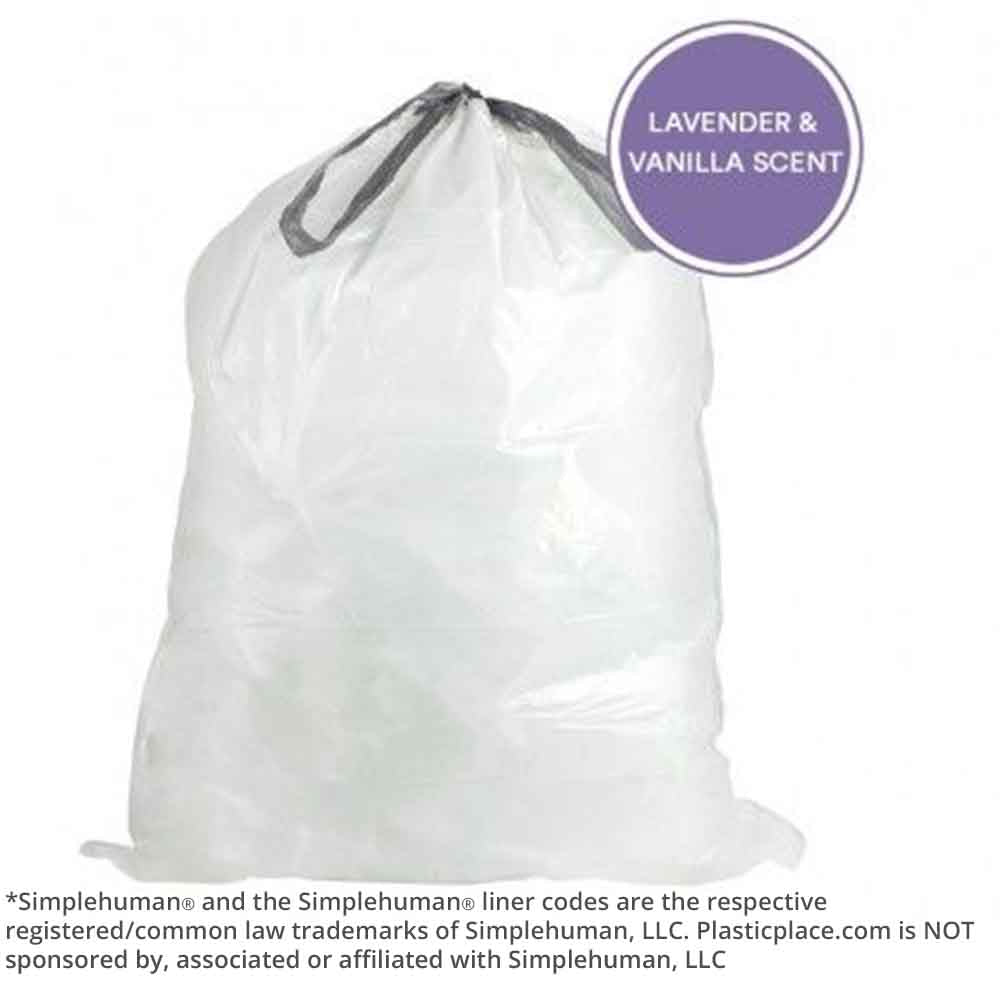 13-17 Gallon SimplehumanÂ®* Compatible Trash Bags Code Q | Lavender & Vanilla Scented Bags - 20% Price Reduction - Plasticplace