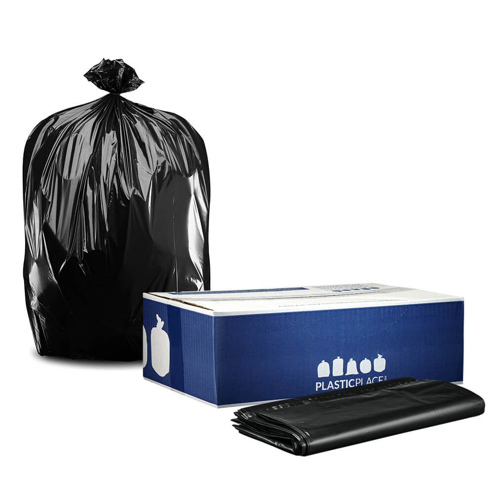 PlasticMill 42 Gallon, Black, 6 mil, 33x48, 25 Bags/Case, Garbage Bags.