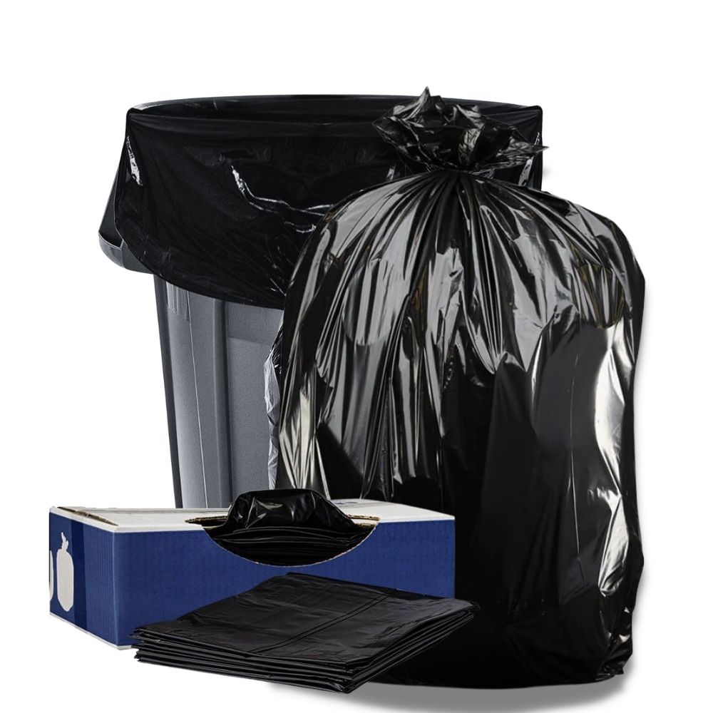 Plasticplace 56 Gallon Glutton Trash Bags, Black (50 Count)