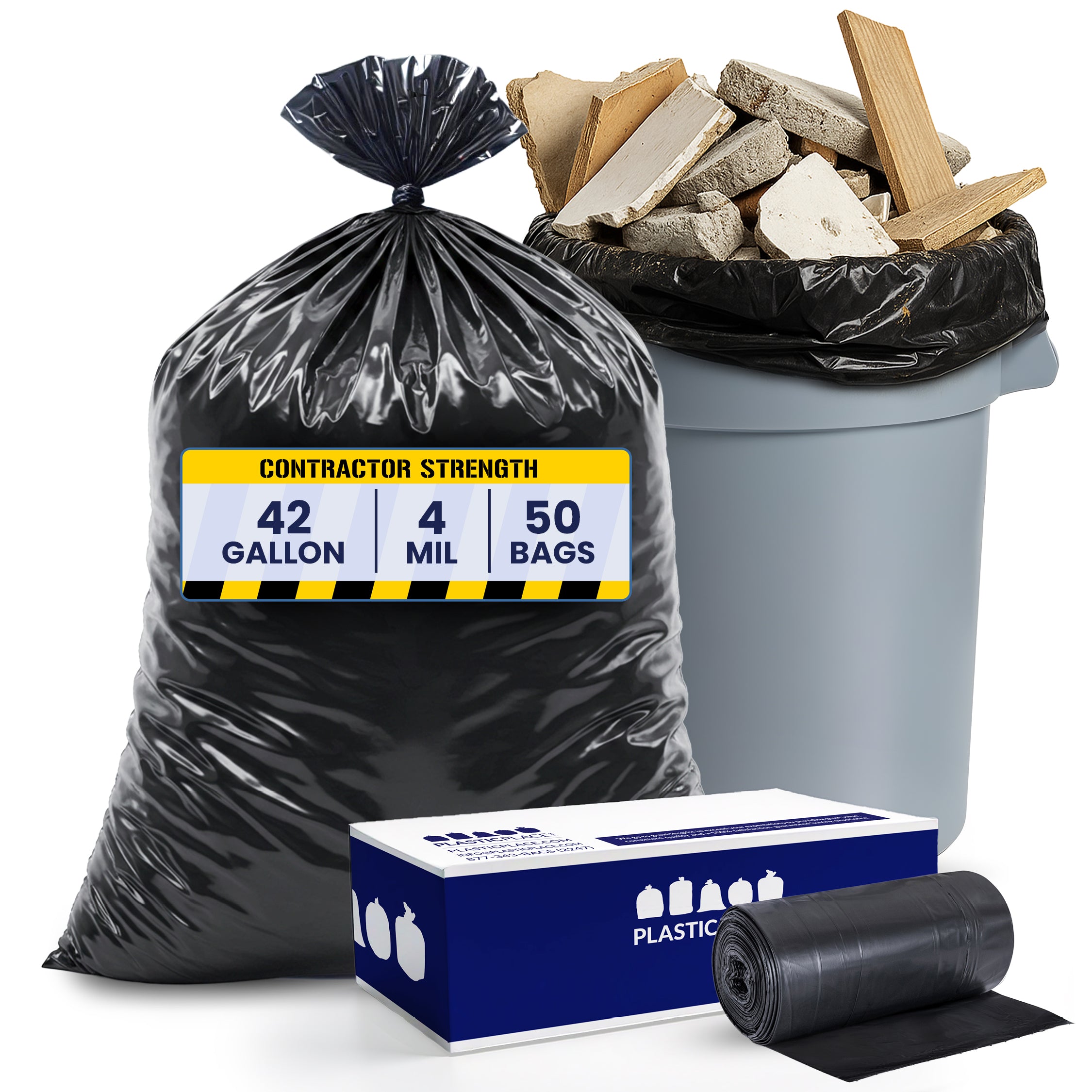 42 Gallon Contractor Bags - 4.0 Mil - 50/Case