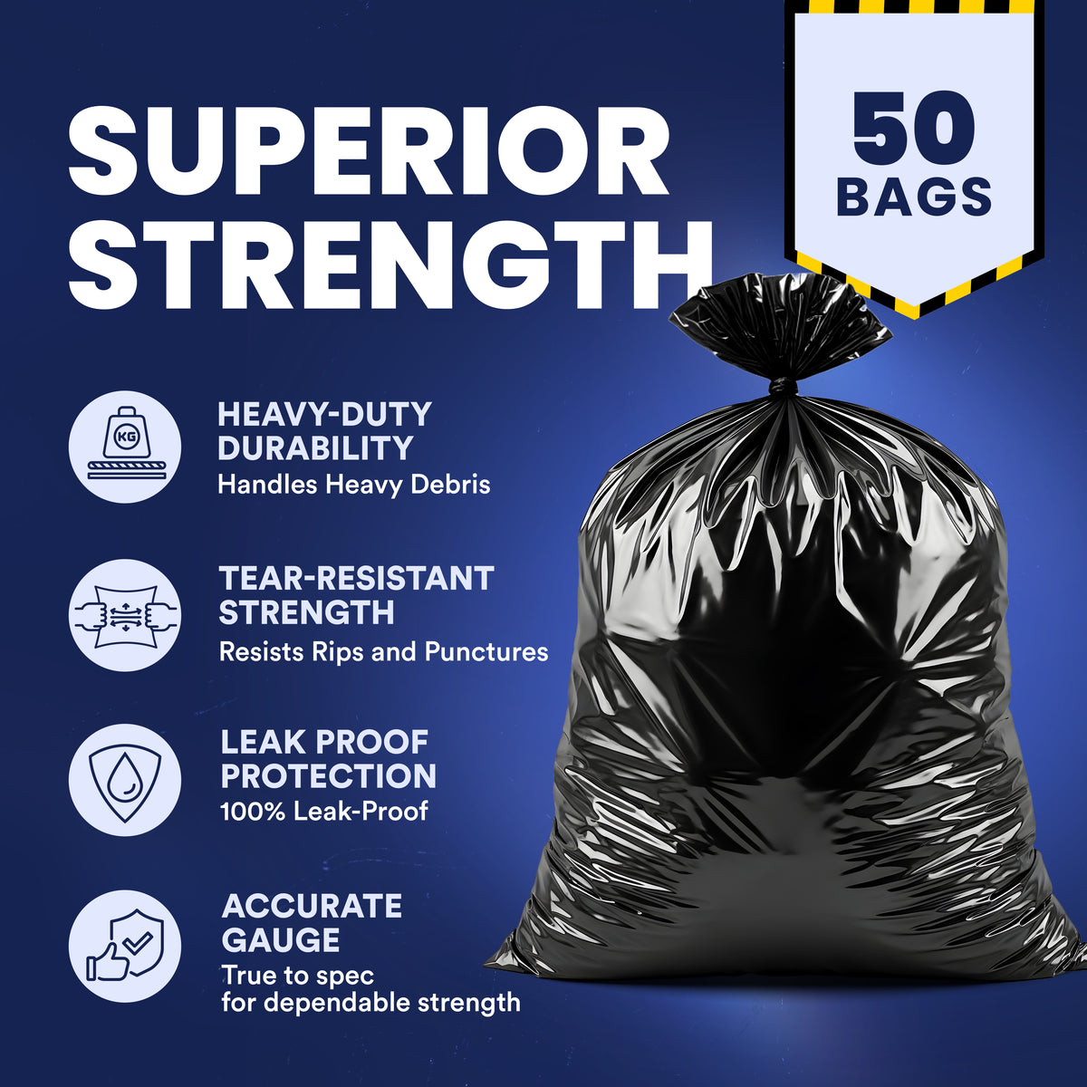 42 Gallon Contractor Bags - 4.0 Mil - 50/Case