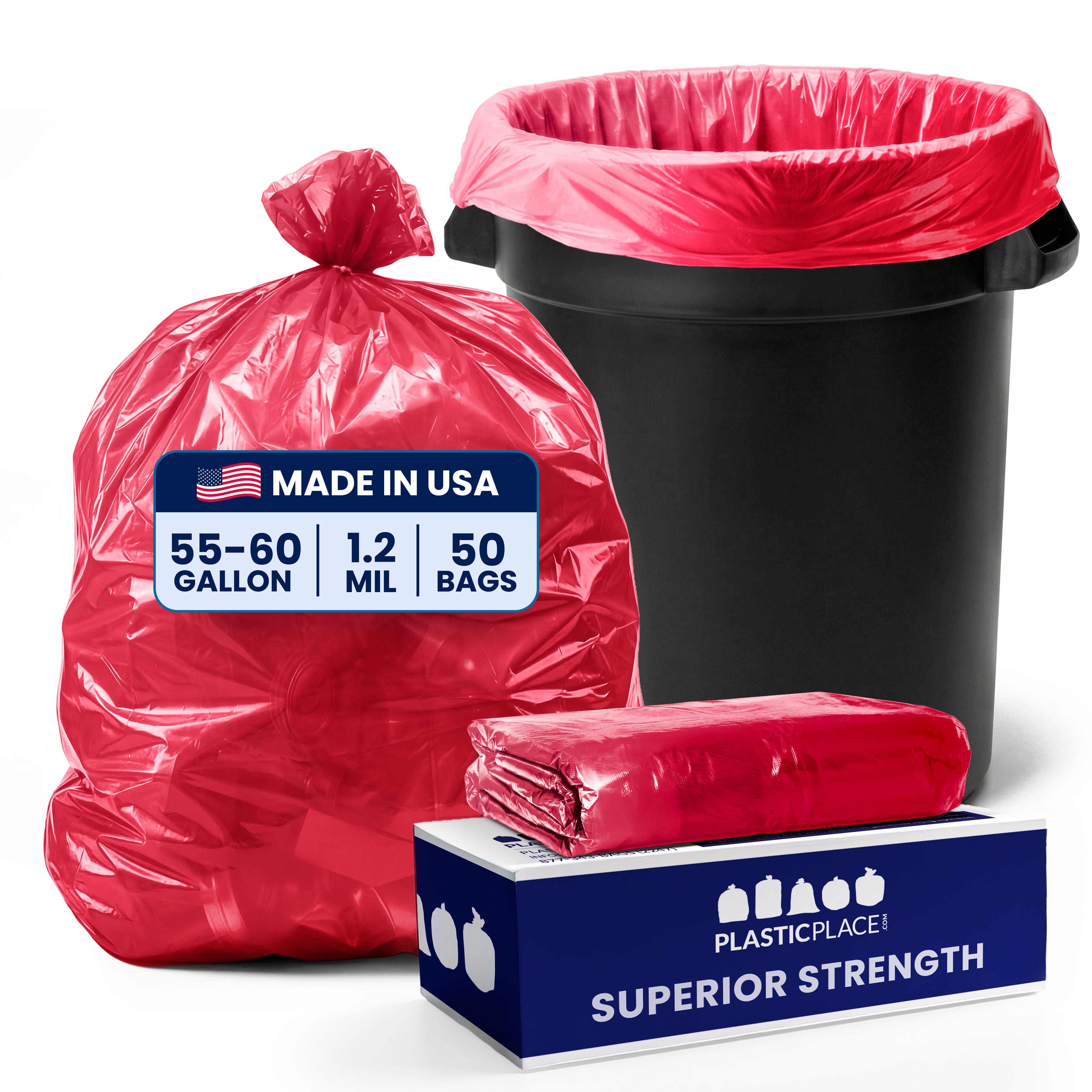 55-60 Gallon Trash Bags - 1.2 Mil - 50/Case