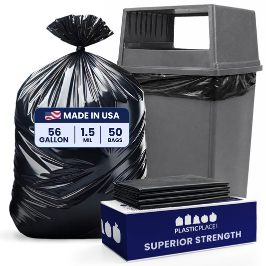 56 Gallon Glutton Trash Bags - 1.5 Mil - 50/Case
