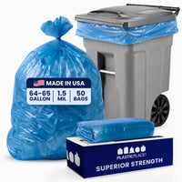 64 Gallon Toter Compatible Recycling Bags - 1.5 Mil - 50/Case