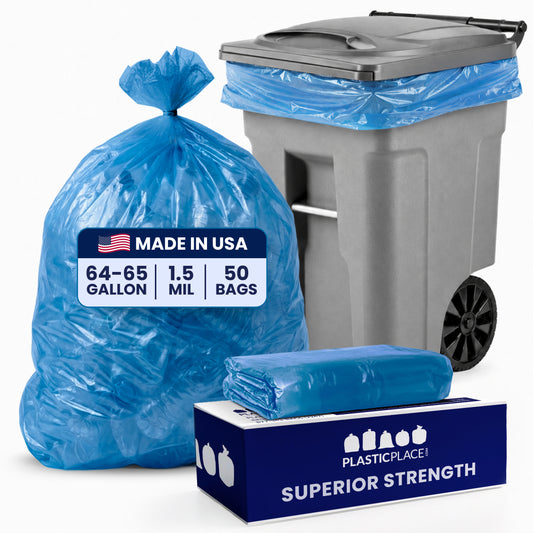 64 Gallon Toter Compatible Recycling Bags - 1.5 Mil - 50/Case