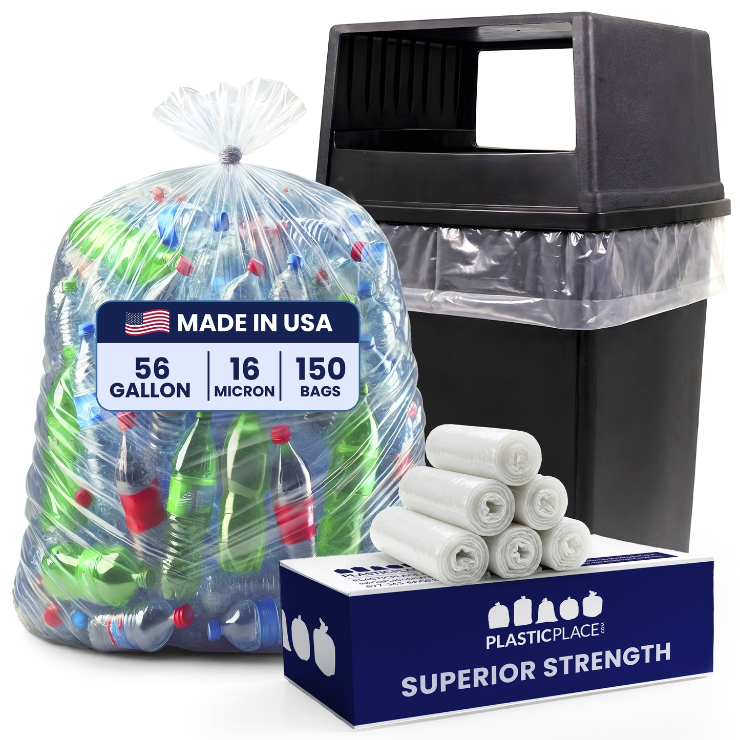 56 Gallon Glutton High Density Bags - 16 Micron - 150/Case