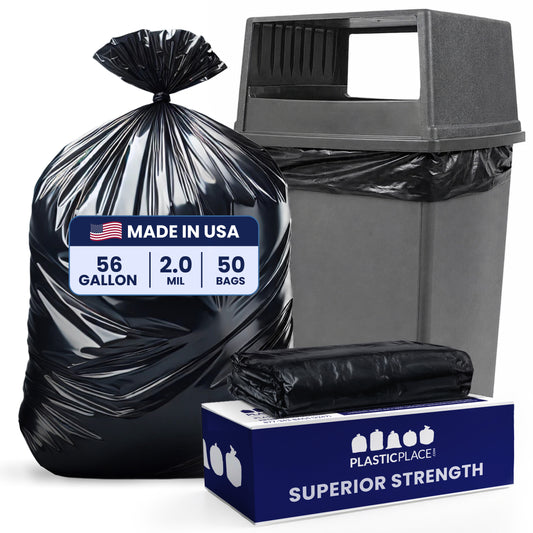 56 Gallon Glutton Trash Bags - 2.0 Mil - 50/Case