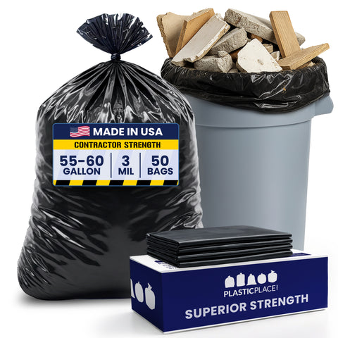 55-60 Gallon Contractor Bags - 3.0 Mil - 50/Case