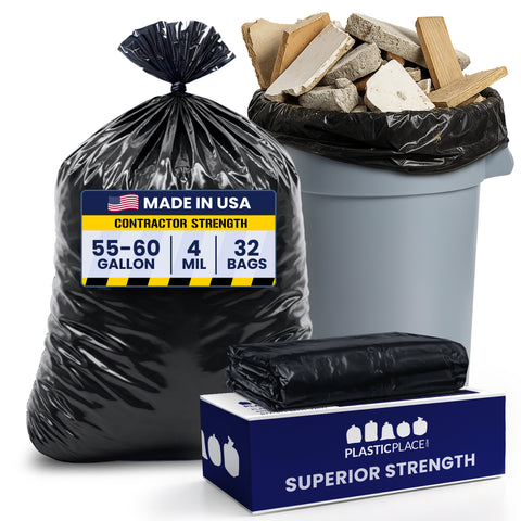 55-60 Gallon Contractor Bags - 4.0 Mil - 32/Case